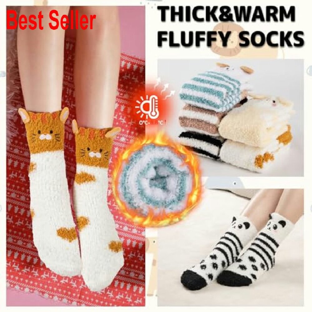 Cozy Winter Fuzzy Slipper Socks Soft Warm Fluffy Home Sleep Wear - Picture 4 of 8